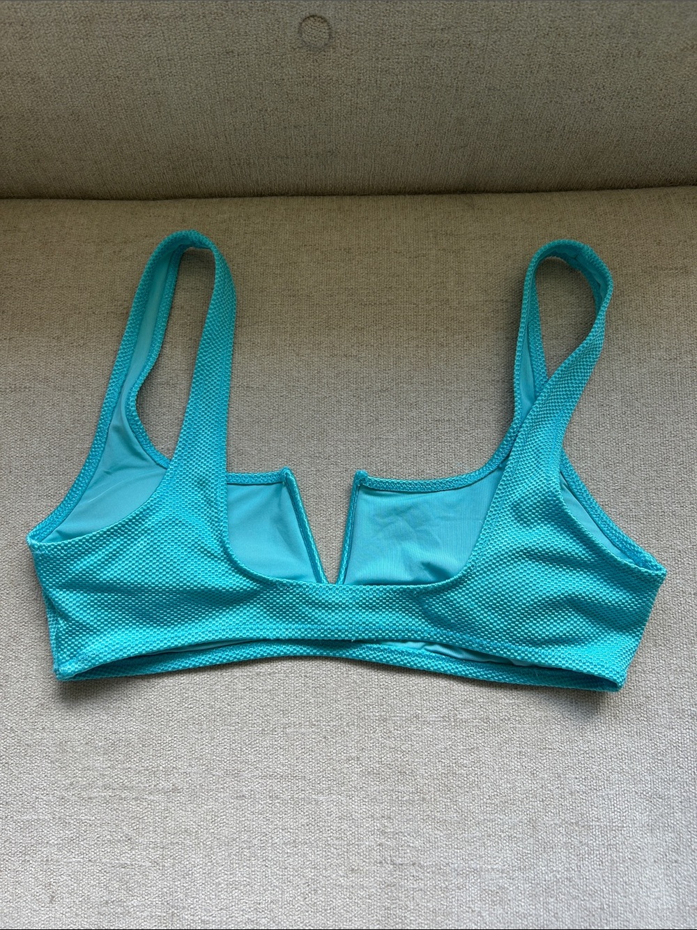 aerie Turquoise Textured V-Wire Bikini Top & High-Waist Bottoms - Picture 6 of 7